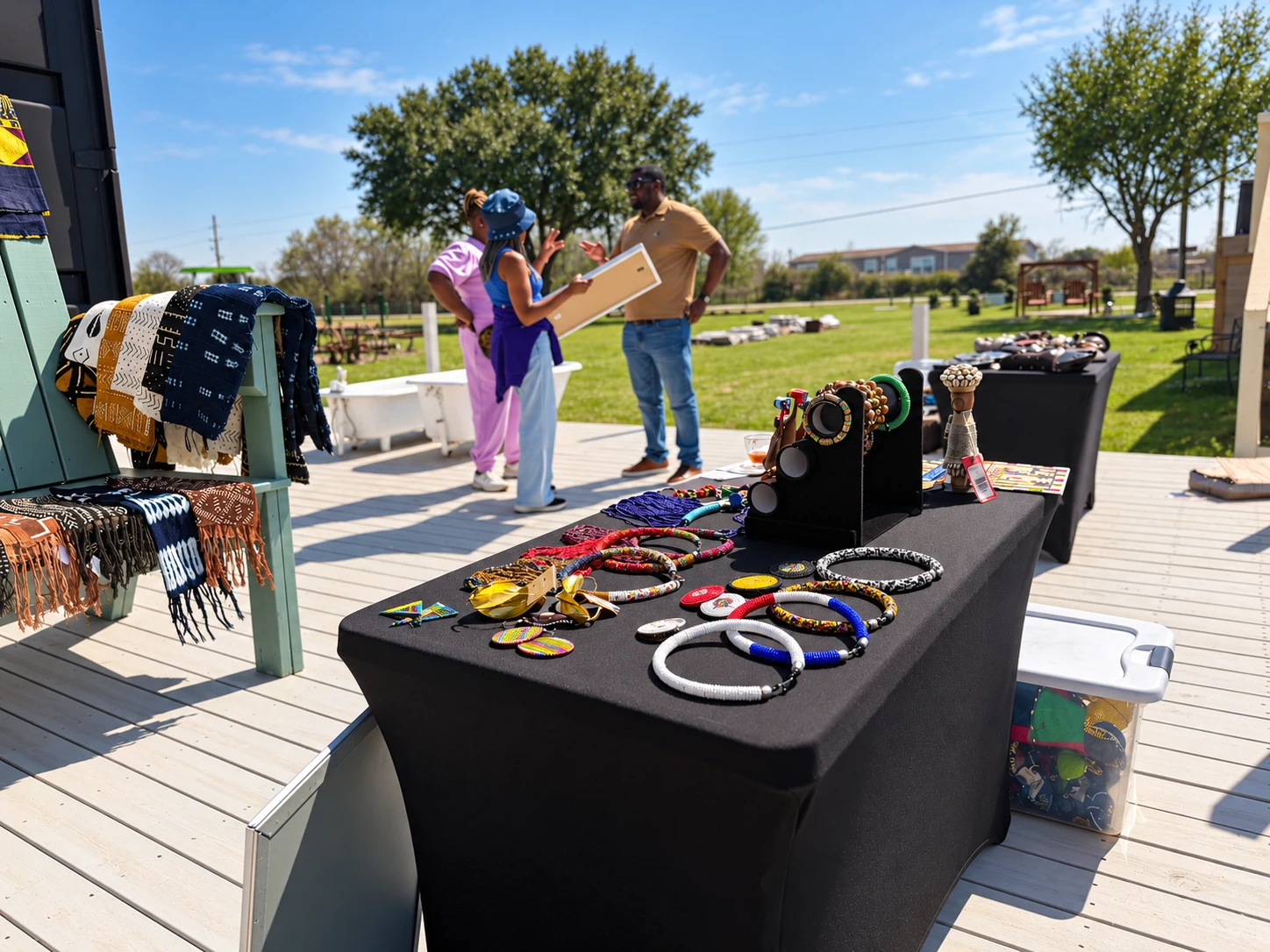 Thandi and Sapio handcrafted jewelry display on the BPM Campus