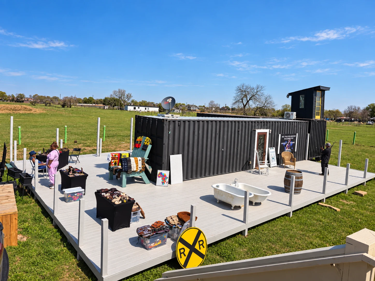 Wide view of Thandi and Sapio's outdoor setup at the BPM Campus