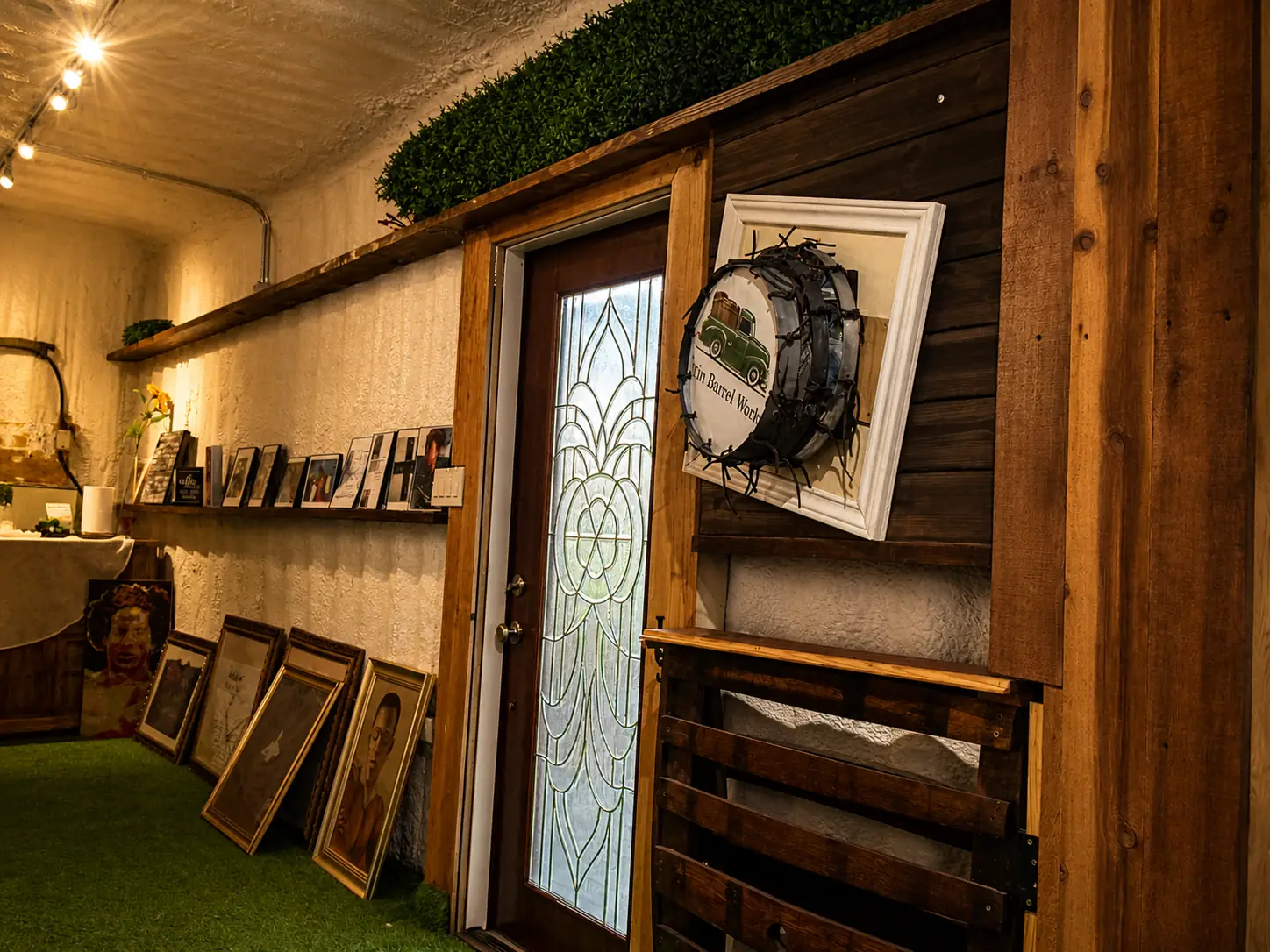 Museum entrance with barrel display