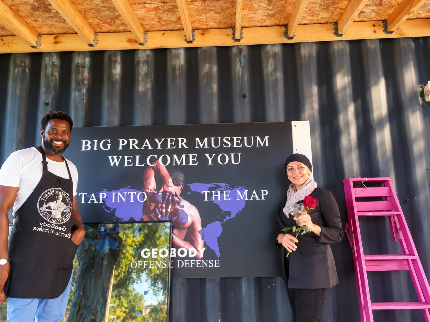 Summer Gala guests at the Big Prayer Museum welcome display